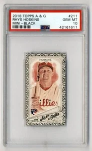 2018 Allen and Ginter Mini Black Border #211 Rhys Hoskins PSA 10 Gem Mint 1611 - Picture 1 of 2