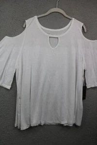 DG2-Diane Gilman Cold Shoulder Wide Short Sleeve Blouse-2X-Soft-New w/Tags - Picture 1 of 10