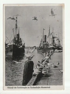 BREMERHAVEN-WESERMÜNDE..., llegada de los vapores de pescado al puerto pesquero... postal s/w - Imagen 1 de 1