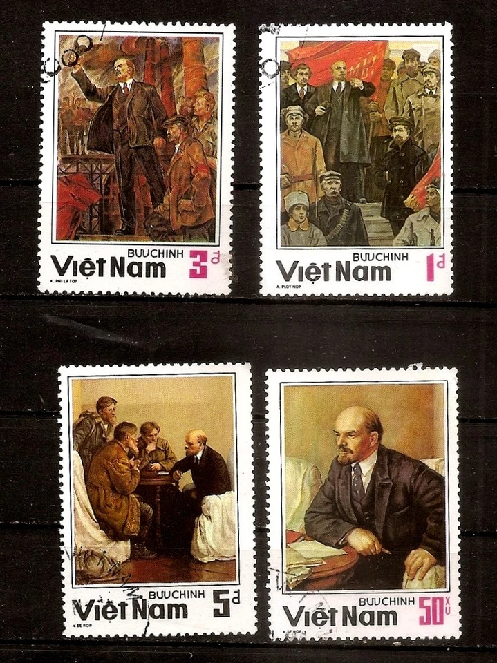Vietnam 1984 líder comunista V.I. Lenin Juego Completo 4 PERFIN Set Arte Paiting CTO Foto 1 de 1