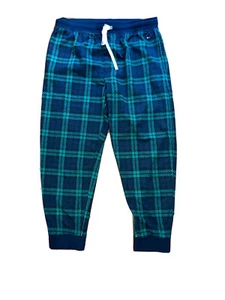 TOMMY HILFIGER  Mens Joggers Sleep Pants Lounge Plaid Blue Green Pockets Size L - Picture 1 of 5