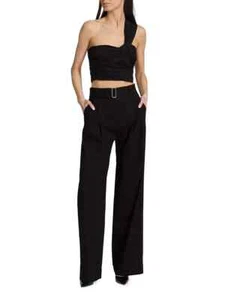A.L.C. Darby Leinenmischung breitbeinige schwarze Hose, Größe 4, 450 $ - Bild 1 von 7