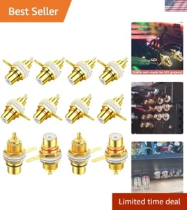 Premium Panel Mount RCA Connector Jacks - 6 Pairs Gold Plated for Quality Sound - Picture 1 of 9
