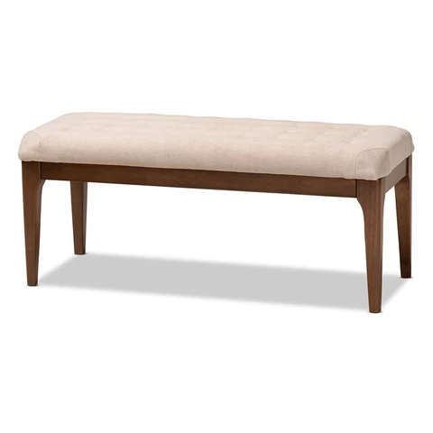 Baxton Studio Walsh Beige and Walnut Brown Finished Wood Dining Bench Cover
