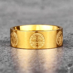 Anillo de San Benito de acero inoxidable Sculpt Rings™ - Banda de protección espiritual - Imagen 1 de 10