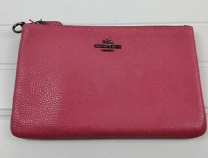 Coach Pebbled Leather Pouch Clutch Wallet Wristlet Pink - Picture 1 of 3