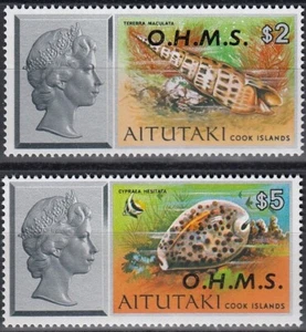 AITUTAKI 1974 Shells, $2 & $5 high values Overprinted “O.H.M.S. (Officials) MNH - Picture 1 of 1