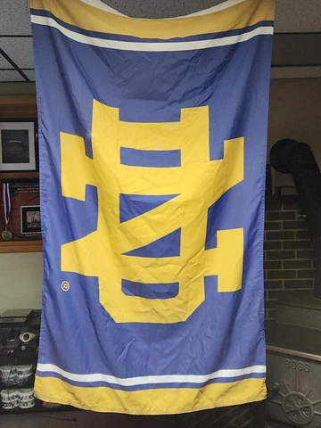 Vintage Notre Dame FLAG 60 X 34 in Banner Fighting Irish  Brass Grommets 1 sided Cover