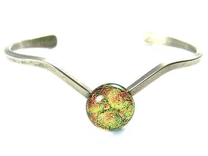 Brazalete Dicroico Vidrio Puño en V AJUSTABLE Amarillo Naranja Burbujas Redondas 1/2" 12 mm - Imagen 1 de 9