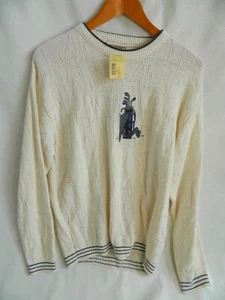 NWT Mens Northern Reflections 100% Cotton Embroidered Cream Sweater Size L USA - Picture 1 of 6