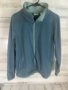 Vintage LL Bean Fleece Womens L Petite Blue Made In USA Hiking Trail 80s 90s - Picture 1 of 6