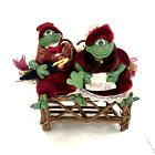 Vintage Russ Berrie Lil Romantics Leopold and Lily the Frogs Sitting On A Bench