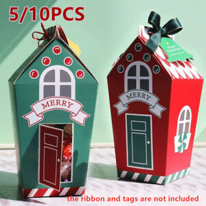 5/10PCS Christmas Gingerhouse Party Paper Favour Candy Sweets Xmas Gift Boxes