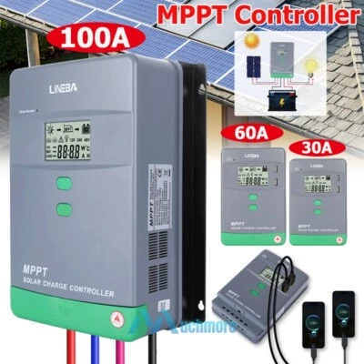 30A/60A/100A 12V/24V/36V/48V MPPT Auto Solar Panel Regulator Charge Controller - Image 1 of 4