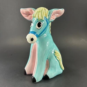 Banco de burros Lefton Japón de cerámica pintado a mano azul turquesa H5958 - Imagen 1 de 8