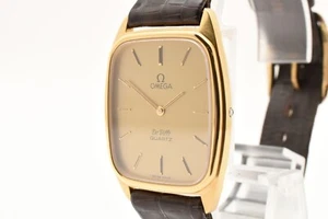 *NEAR MINT* Vintage OMEGA De Ville Cal.1365 Quartz Gold Push Crown Men's Watch - Picture 1 of 13