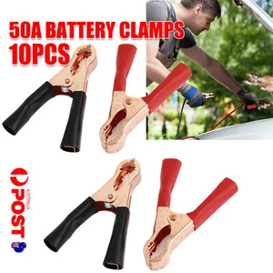 10x 50A Metal Car Battery Clip Crocodile Alligator Test Terminal Clamp - Picture 1 of 12