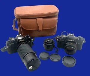Minolta X-700 35mm Film Camera Set W/ 2 Cameras Lenses & Case - Picture 1 of 21