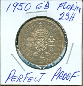 1950 GREAT BRITAIN 2 SHILLING FLORIN PERFECT GRADE PROOF . - Picture 1 of 2