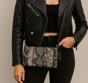 Coach Snakeskin Crossbody Bag NWOT Exotic Embossed Leather Python Print - Picture 1 of 13