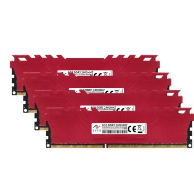 32GB 16GB 8GB DDR3 2400MHz OC PC3-19200U CL11 Desktop Memory XMP Ready ZVVN RED - Image 1 of 4