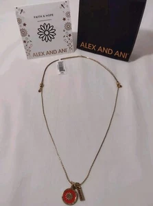 NEW Alex And Ani Necklace Enamel Sunflower Hope Orange Gold Tone Adjustable 28" - Picture 1 of 5