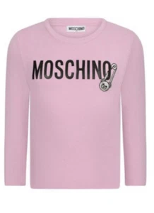 MOSCHINO KIDS Girls Pink Cotton Long Sleeve T-Shirt Taglia Size 6 Years New - Picture 1 of 11