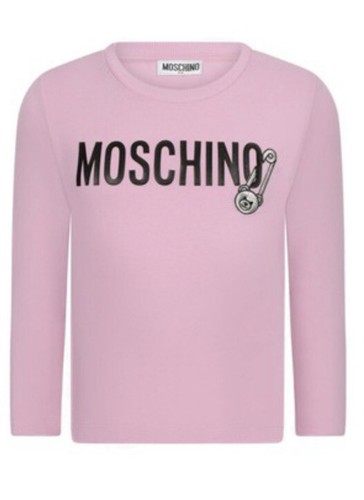 T shirt MOSCHINO KIDS bambina rosa cotone manica lunga taglia 6 anni nuova
