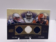 2008 Upper Deck Premier Trios Randy Moss Terrell Owens Chad Johnson Patch 01/40