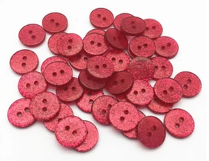 10 KNÖPFE RUND 13mm GlTZER ROT KNOPF KINDERKNÖPFE BABY KUNSTSTOFF GLITTER KIRSCH - Picture 1 of 2