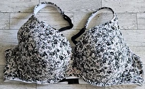 Cacique 42C Boost Plunge Bra Under Wire Pink Gray Flowers Floral  - Picture 1 of 8