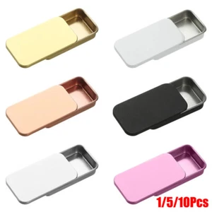 Metal Rectangular Empty Hinged Tins Mini Portable Box Containers Small Storage - Picture 1 of 18