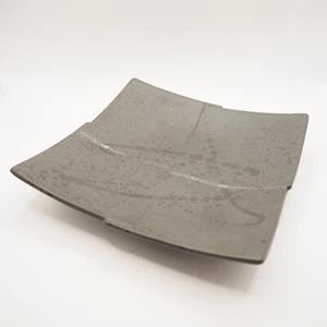 Plate L18.8cm Japanese pottery Mino ware Dark grey Sushi Sashimi Handwritten 832 - Picture 1 of 7