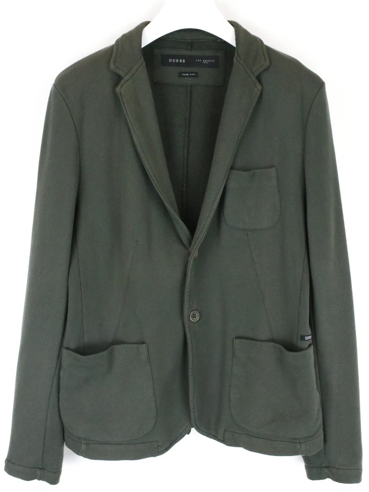 GUESS Slim Fit Blazer Men LARGE Single Breasted Jacket Lapel Green - Image 1 of 4