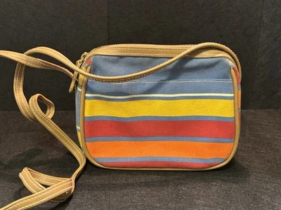 Bolso Bandolera Bolso de Hombro Vintage Liz Claiborne Y2K Multicolor Rayas Lona Foto 1 de 4