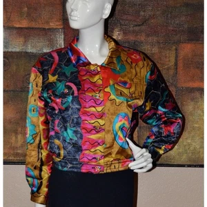 Louis Feraud Couture "PICASS0" Jeweled Buttons Designer Satin Jacket Size 4 - Picture 1 of 9