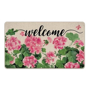 Tailus Welcome Frühling Sommer Geranie Blume Deko Haustür Matte Rosa F... - Bild 1 von 6