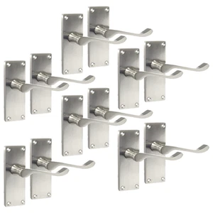 Door Handles Satin Nickel Scroll Latch Modern Victorian Handles Pack of 6 Pairs - Picture 1 of 12