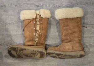 Vintage Ugg Tall Brown Lace Up Boots Women's Size 6 - Picture 1 of 6
