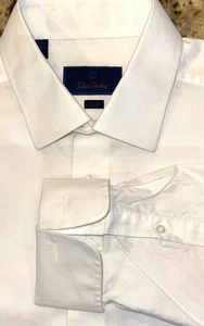 Camisa de vestir David Donahue para hombre blanca talla 17x32/33 puño francés - Imagen 1 de 4