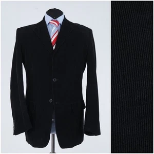 Mens Corduroy Sport Coat 42R US Size URBAN SPIRIT Black Cotton Blazer Jacket - Picture 1 of 14
