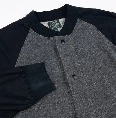 J. Crew Snap Bomber куртка мужская большой реглан рукав серый черный Varsity Snap - Изображение 1 из 4