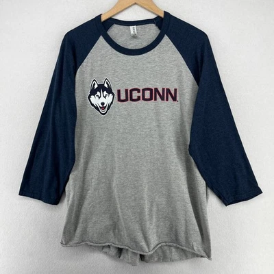 Рубашка женская UCONN XL Huskies CT бейсбольная футболка университет реглан рукав 3/4 серая - Изображение 1 из 4