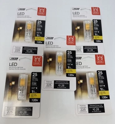 5x FEIT ELECTRIC BP25G9/830/ 120V 3000K 225 LUMENS WARM WHITE G9 LED LIGHT BULB - Image 1 of 3