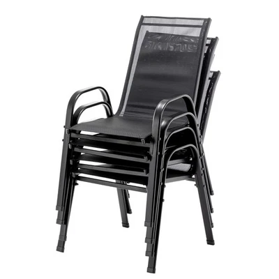 4 × Stapelstühle Gartenstuhl Gartenstuhl Balkonstühle Stapelstuhl Schwarz - Bild 1 von 4