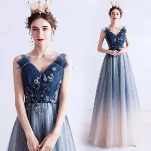 Sexy Damen Partykleid marineblau ärmellos tief V-Ausschnitt rückenlos bodenlang - Bild 1 von 6