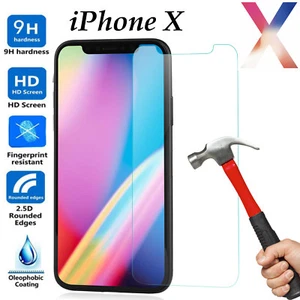 Tempered Glass 9H Guard screen protector for Apple iPhone X front - Picture 1 of 4