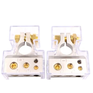 2PC 2 4 8 GA AWG Gauge Car Battery Terminals Clamp Post Positive Negative Port - Picture 1 of 6