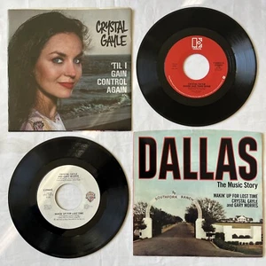 CRYSTAL GAYLE SINGLES - Till I gain control again, Dallas 45rpm w/Pic Sleeves! - Picture 1 of 9