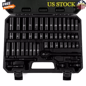 Set di prese di azionamento 50 pezzi 3/8" SAE e custodia metrica 6 punti design soffiato nuova - Foto 1 di 6